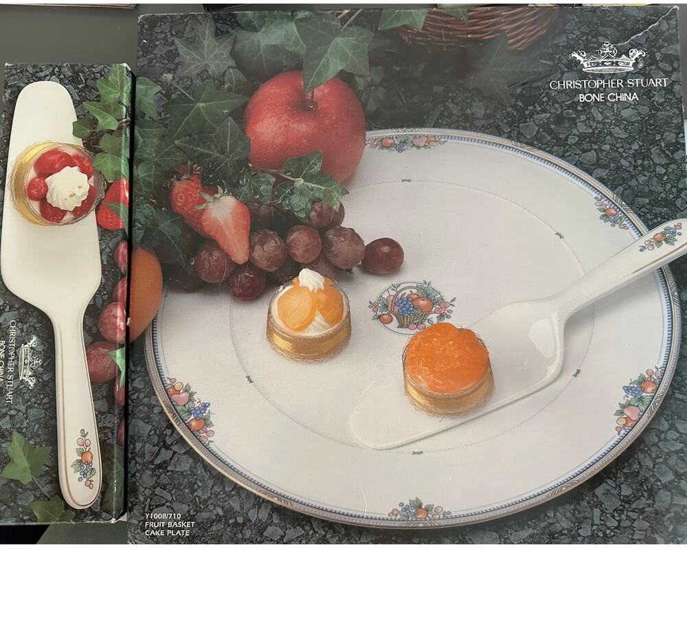 Christopher Stuart Bone China Cake Plate in Original Box and Server